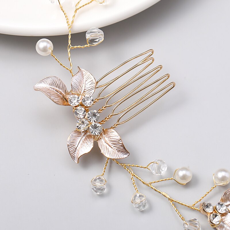 Pearl Leaf Comb Headband
