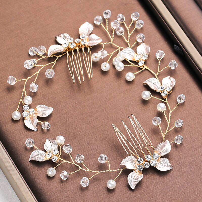 Pearl Leaf Comb Headband
