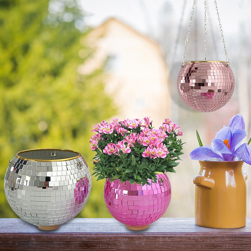 Disco Ball Hanging Plant Pots