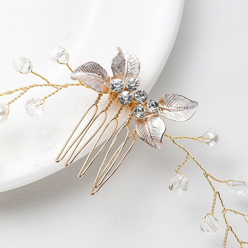 Pearl Leaf Comb Headband