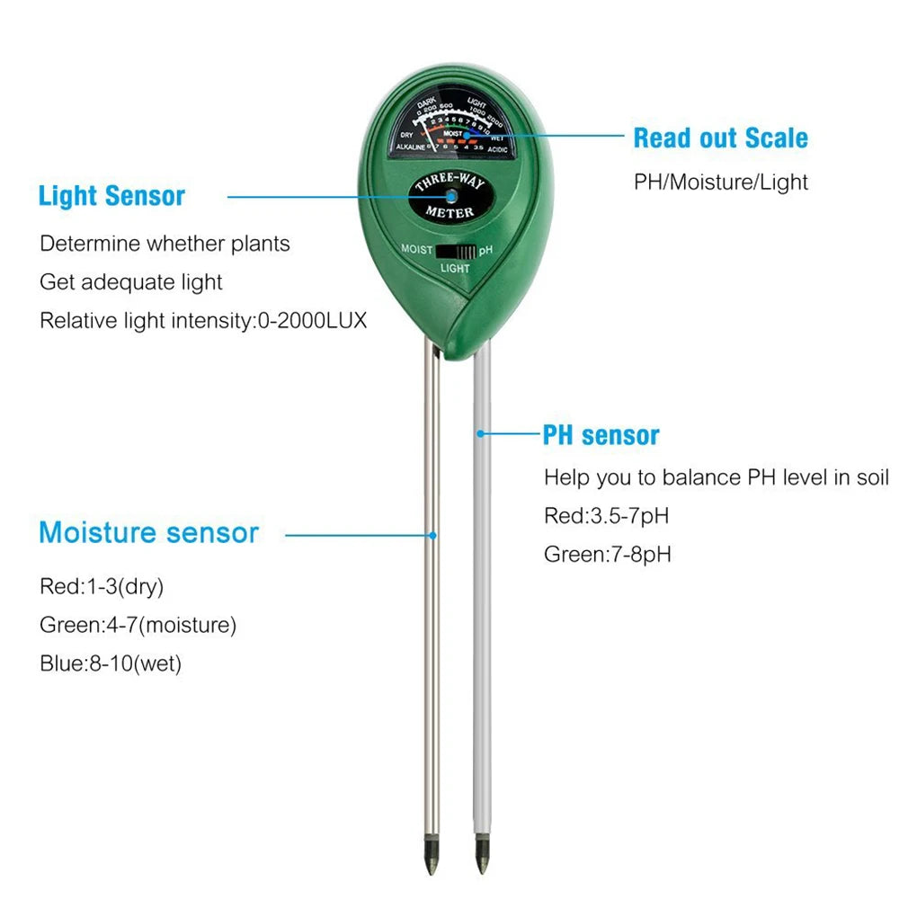 3 in 1 Soil Water Moisture PH Meter