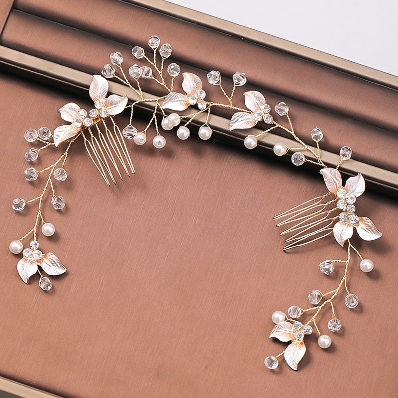 Pearl Leaf Comb Headband