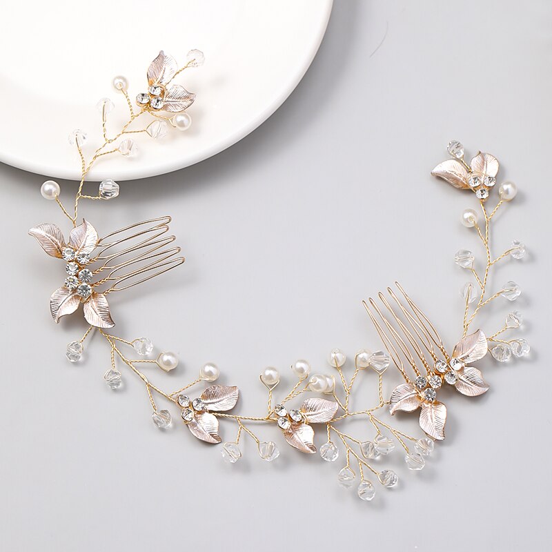 Pearl Leaf Comb Headband
