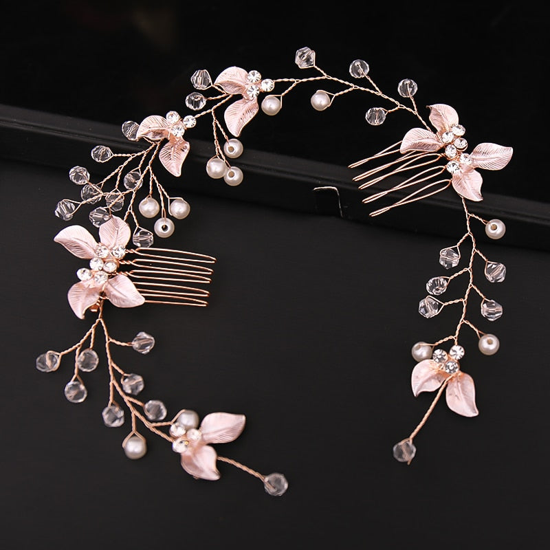 Pearl Leaf Comb Headband