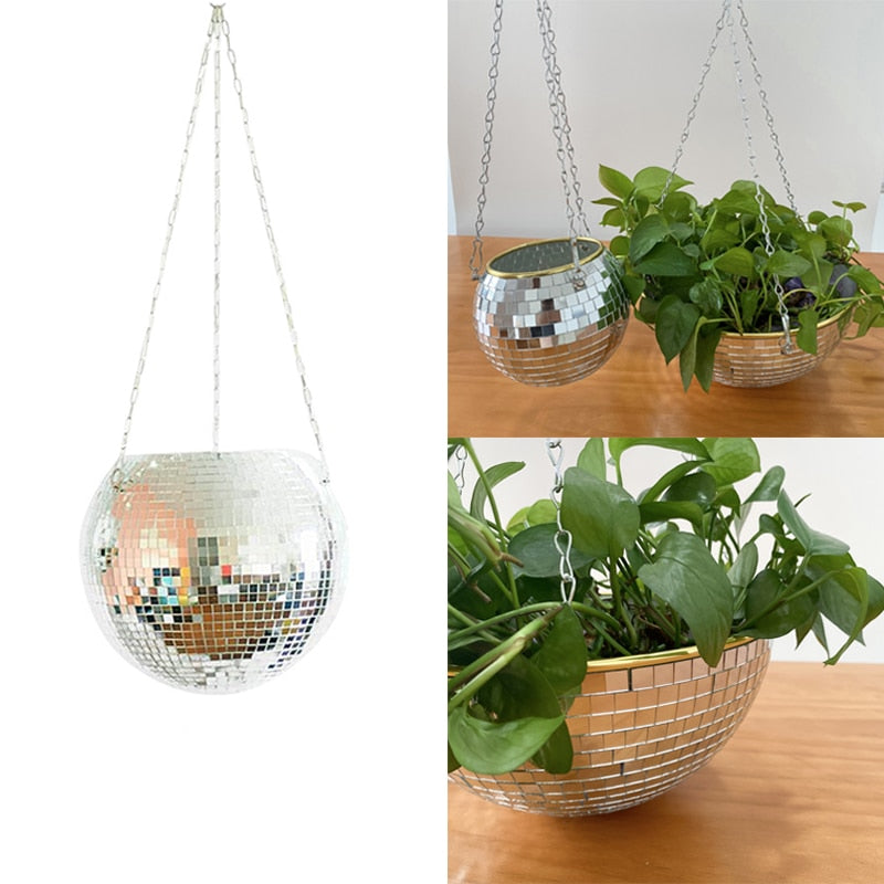 Disco Ball Hanging Plant Pots