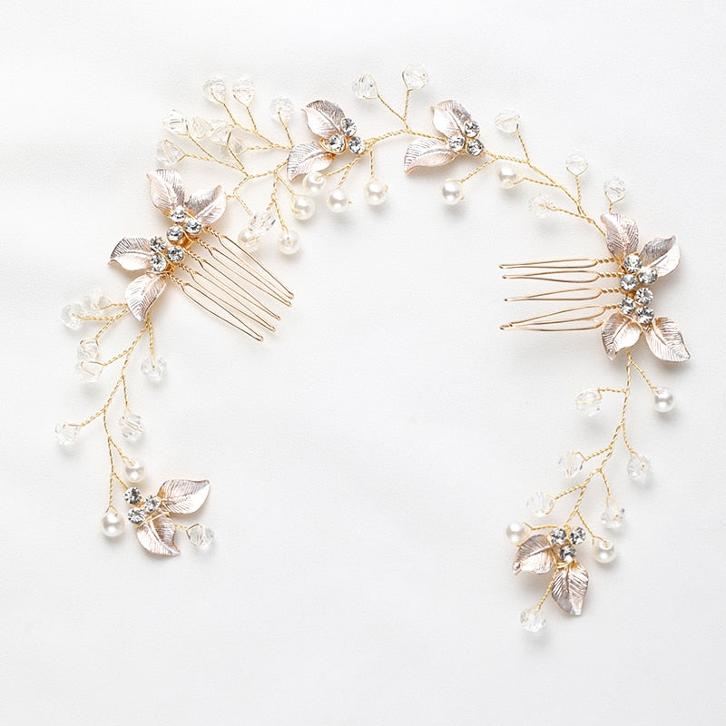 Pearl Leaf Comb Headband