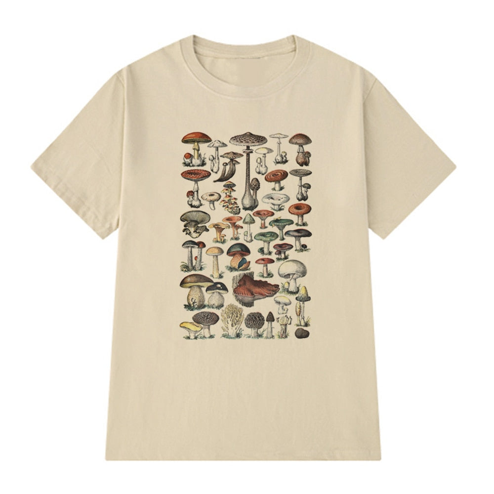 Vintage Fashion Mushroom Print T-Shirt