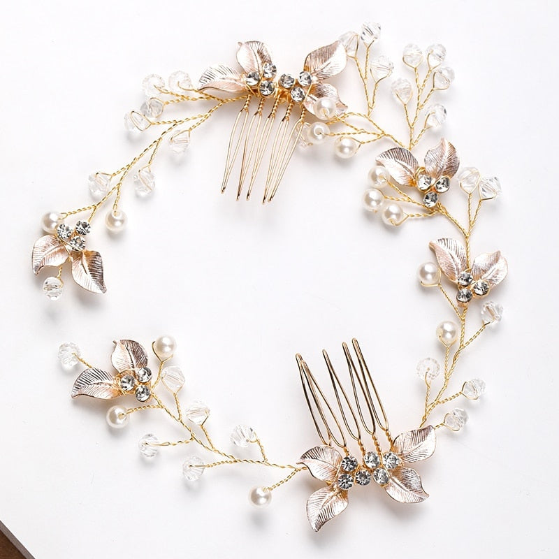 Pearl Leaf Comb Headband