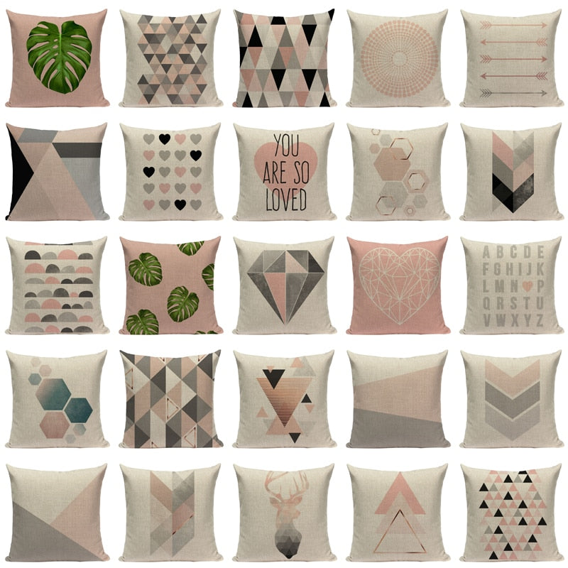 Pink Geometric Style Pillowcase