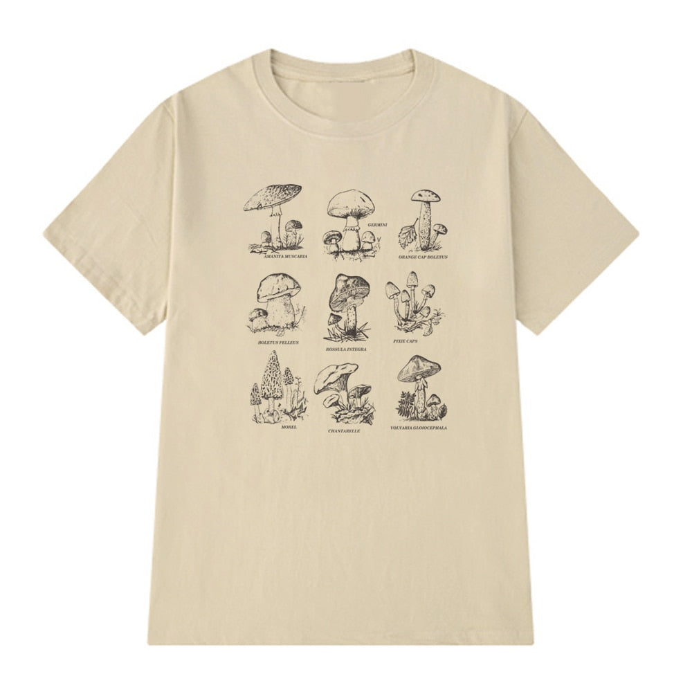 Vintage Fashion Mushroom Print T-Shirt