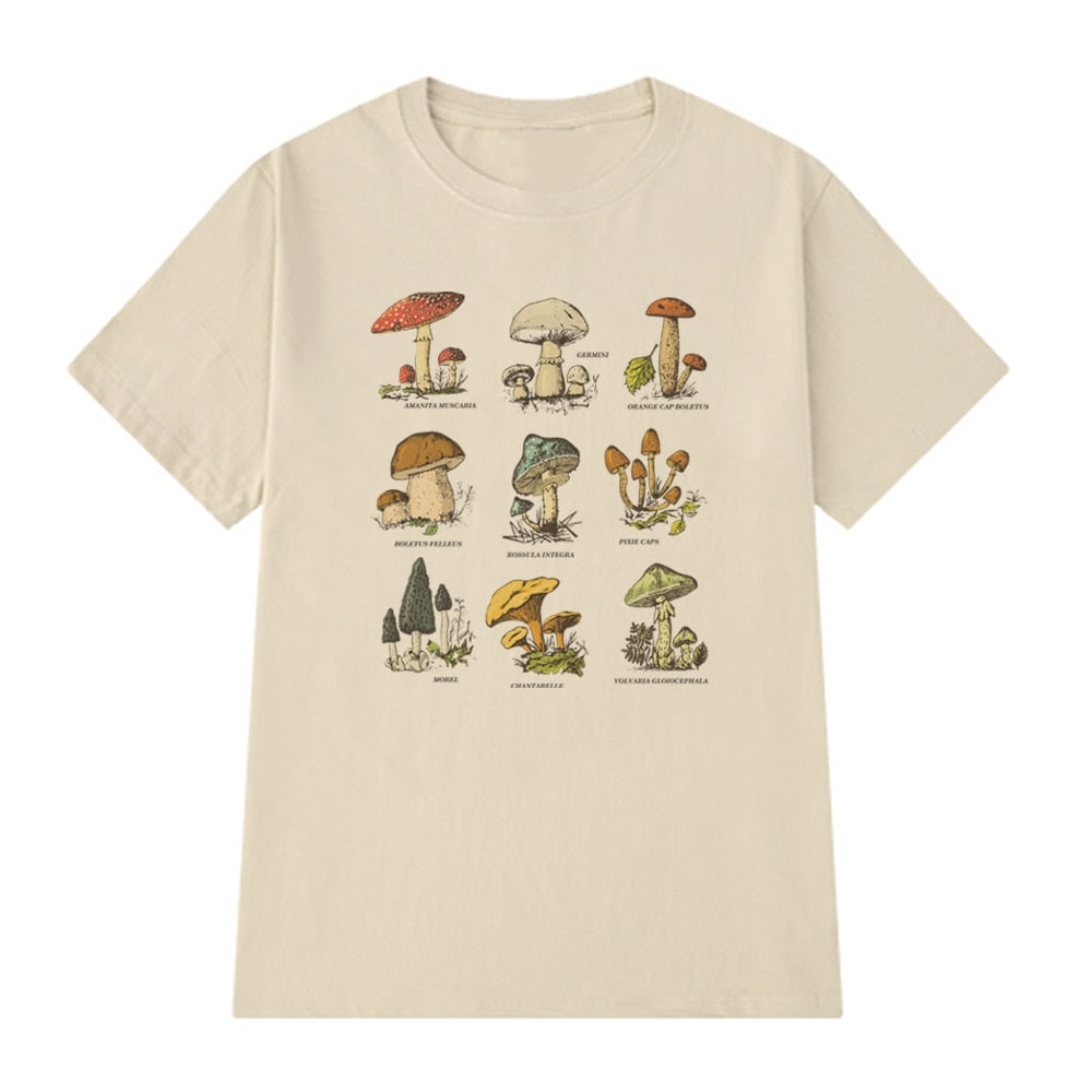 Vintage Fashion Mushroom Print T-Shirt