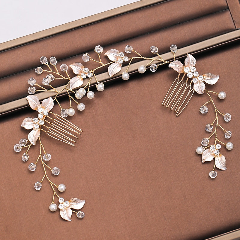 Pearl Leaf Comb Headband