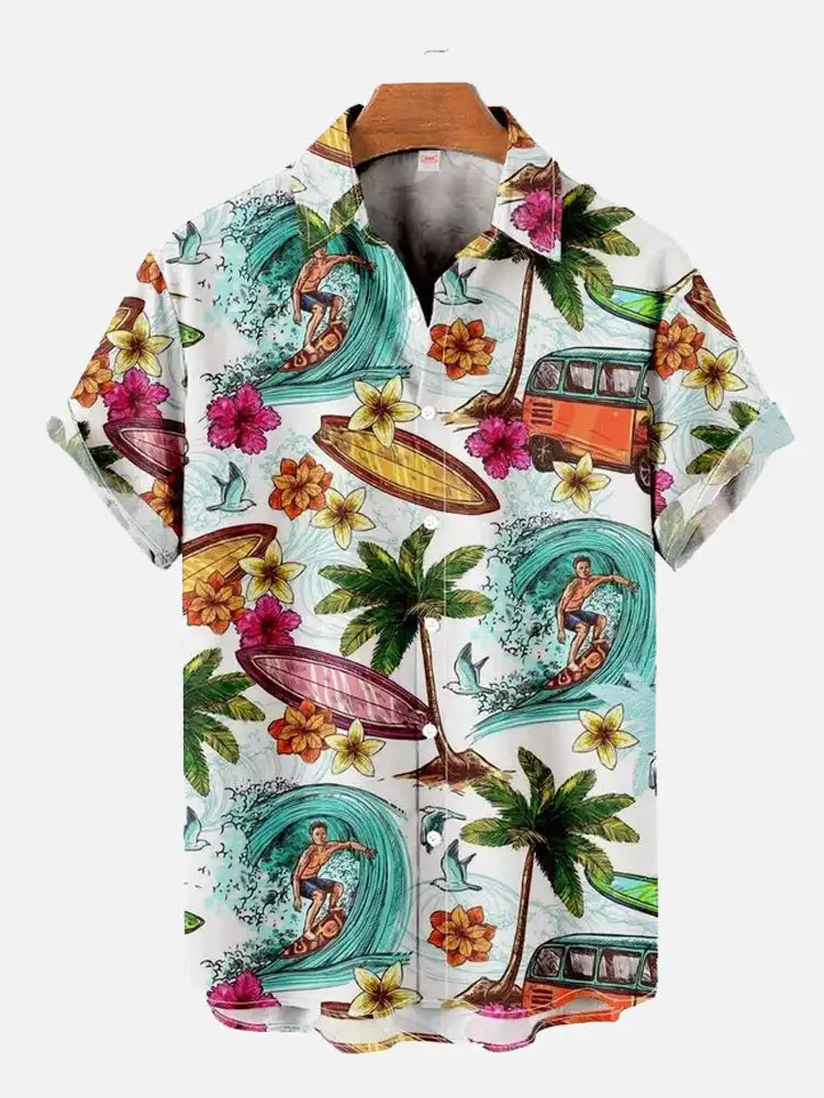 Men's Hawaiian plant print shirts