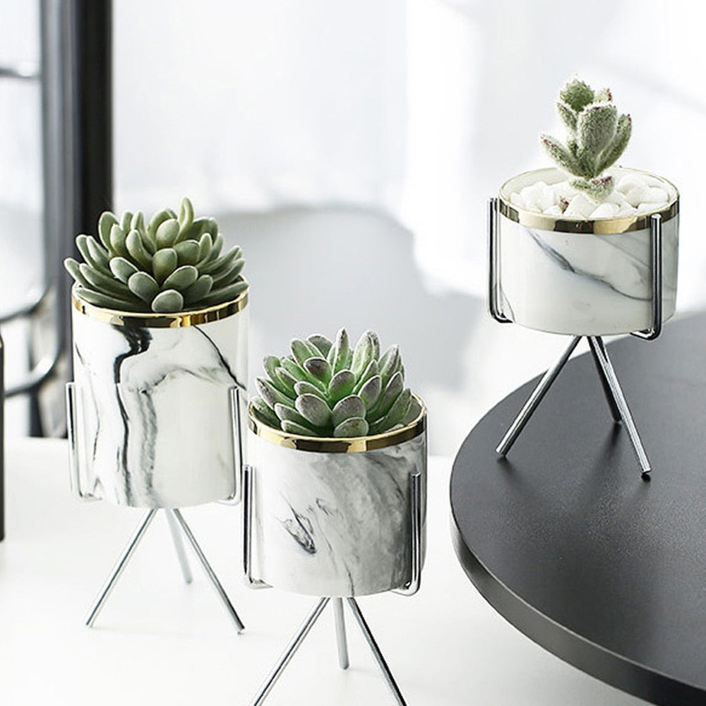 Ceramic Marble Pattern Plant Pot