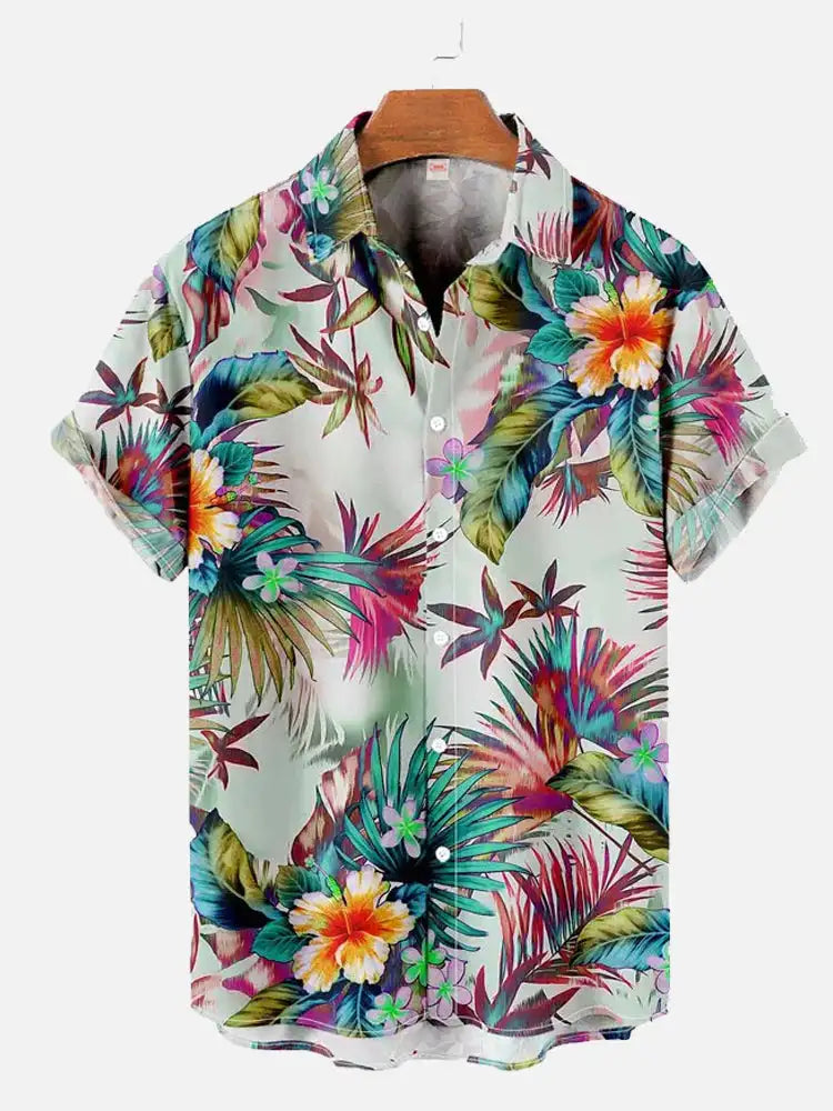 Men's Hawaiian plant print shirts