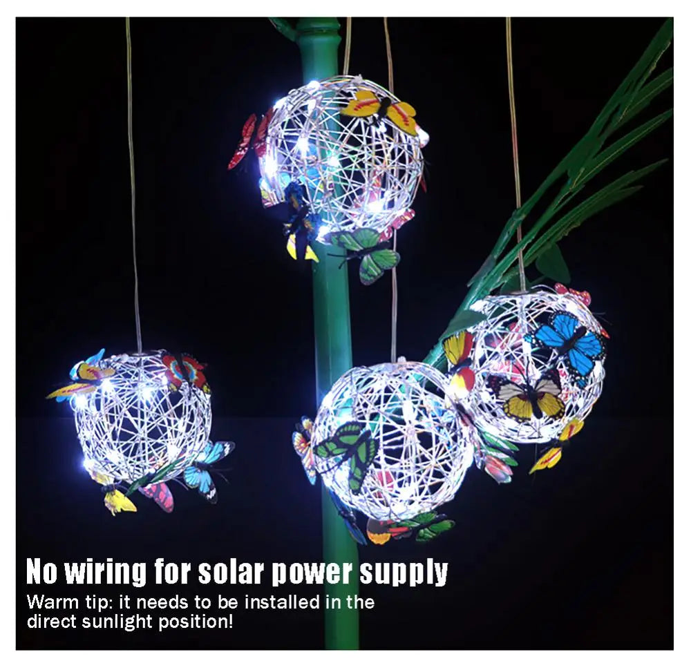 Solar Butterflies Round Ball Outdoor Lighting