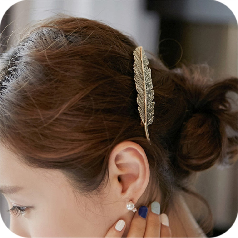 Vintage Feather Leaf Hair Clip