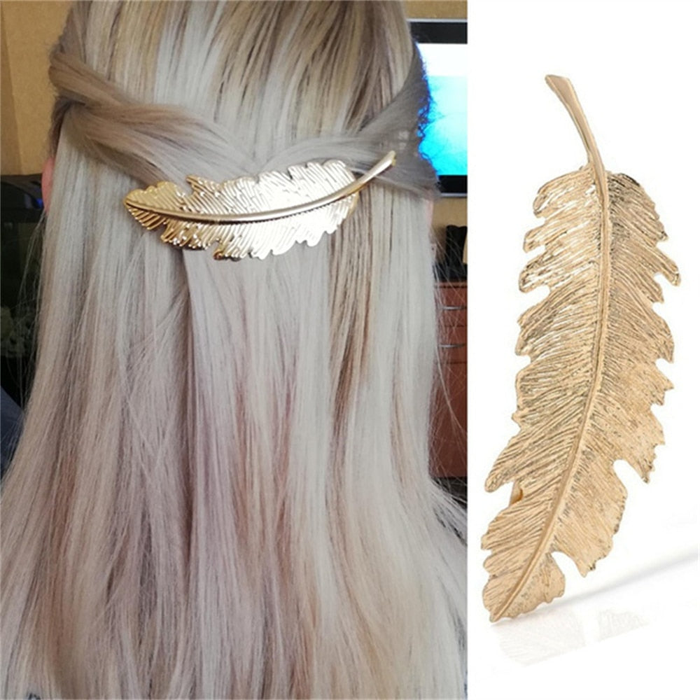Vintage Feather Leaf Hair Clip