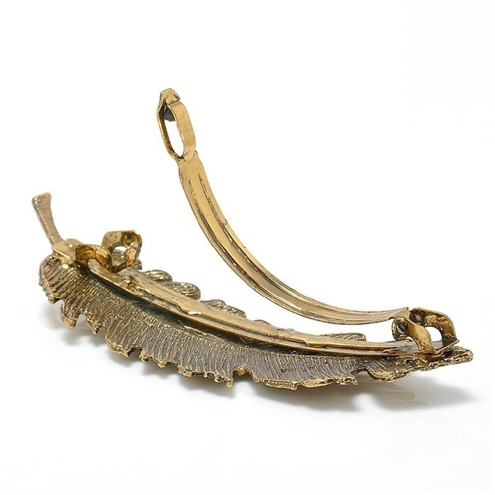 Vintage Feather Leaf Hair Clip