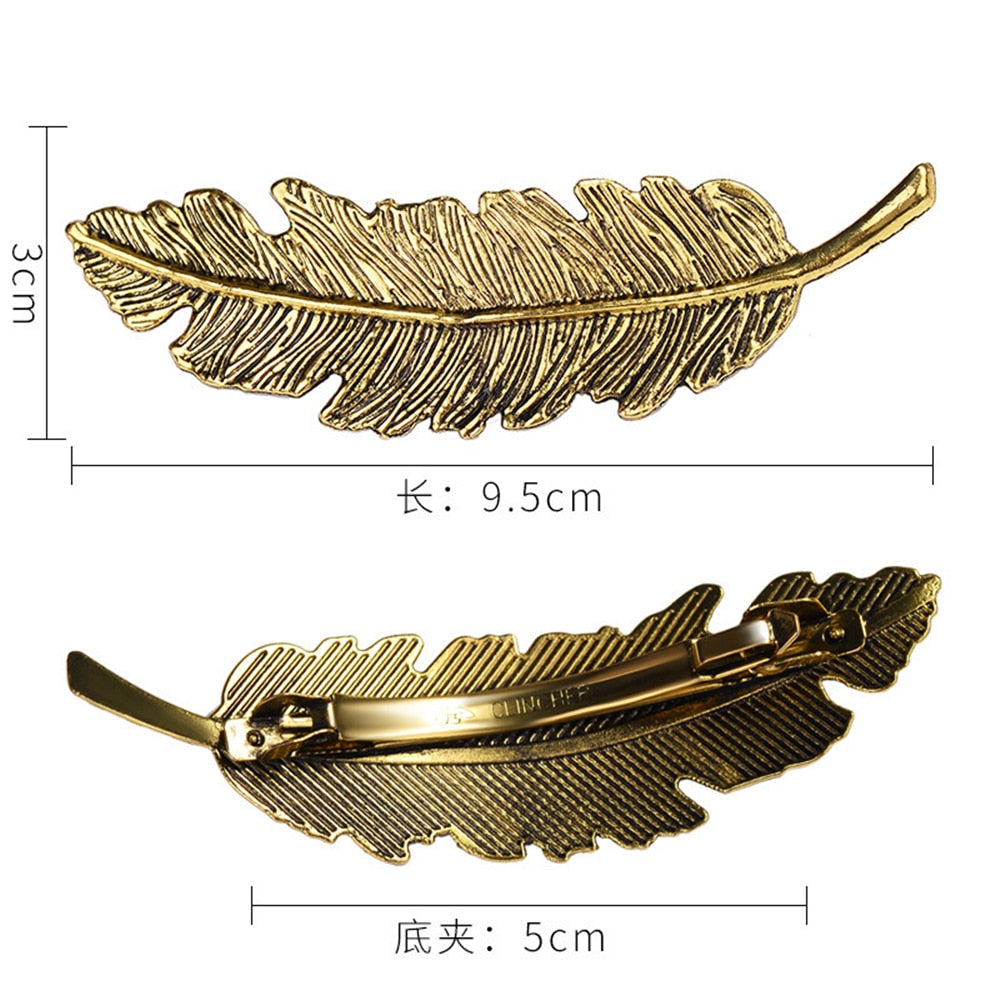 Vintage Feather Leaf Hair Clip