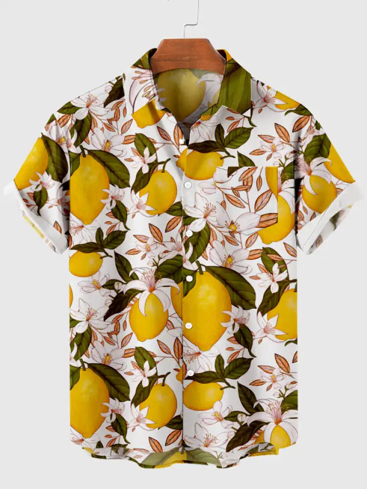 Men's Hawaiian plant print shirts