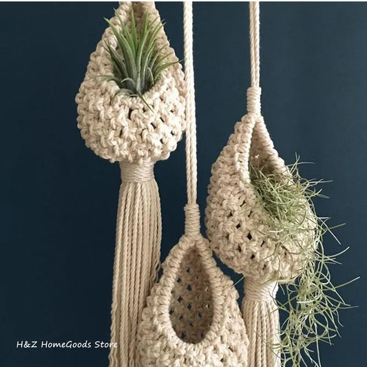 Macrame Rope Plant Wall Hanging Tassel Flower Basket