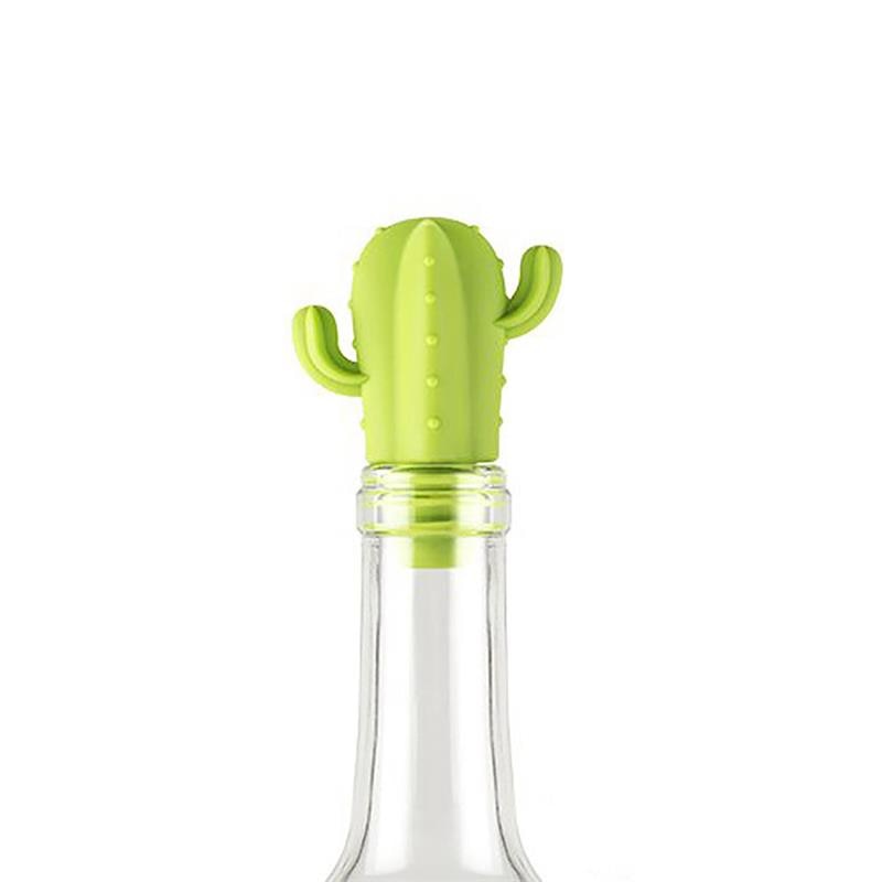 Silicone Cactus Wine Glass Marker Charms & Bottle Stopper