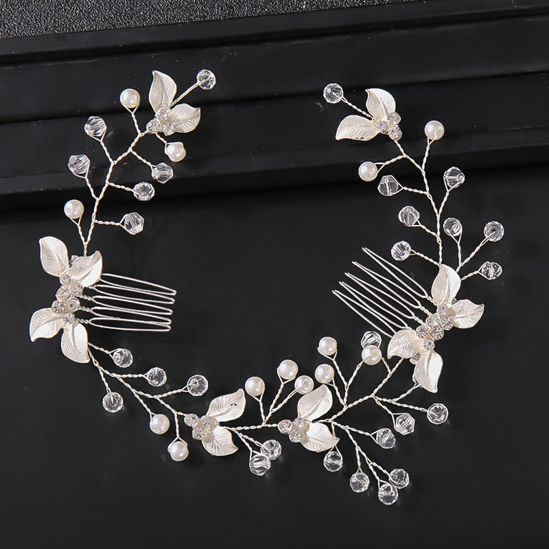 Pearl Leaf Comb Headband