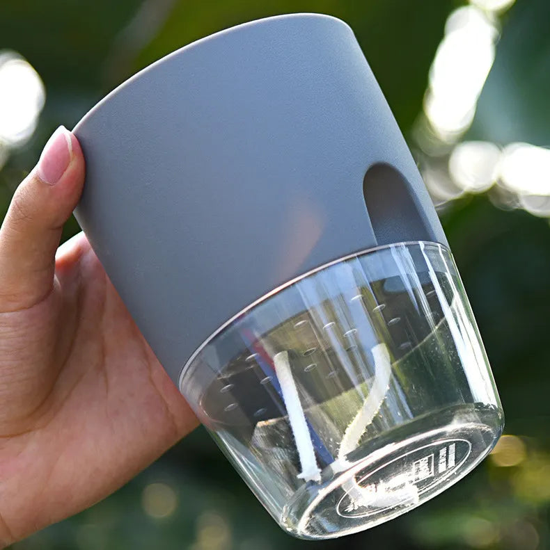 double layer plant pot Transparent Double Layer Flower Pot – Here We Grow Girl
