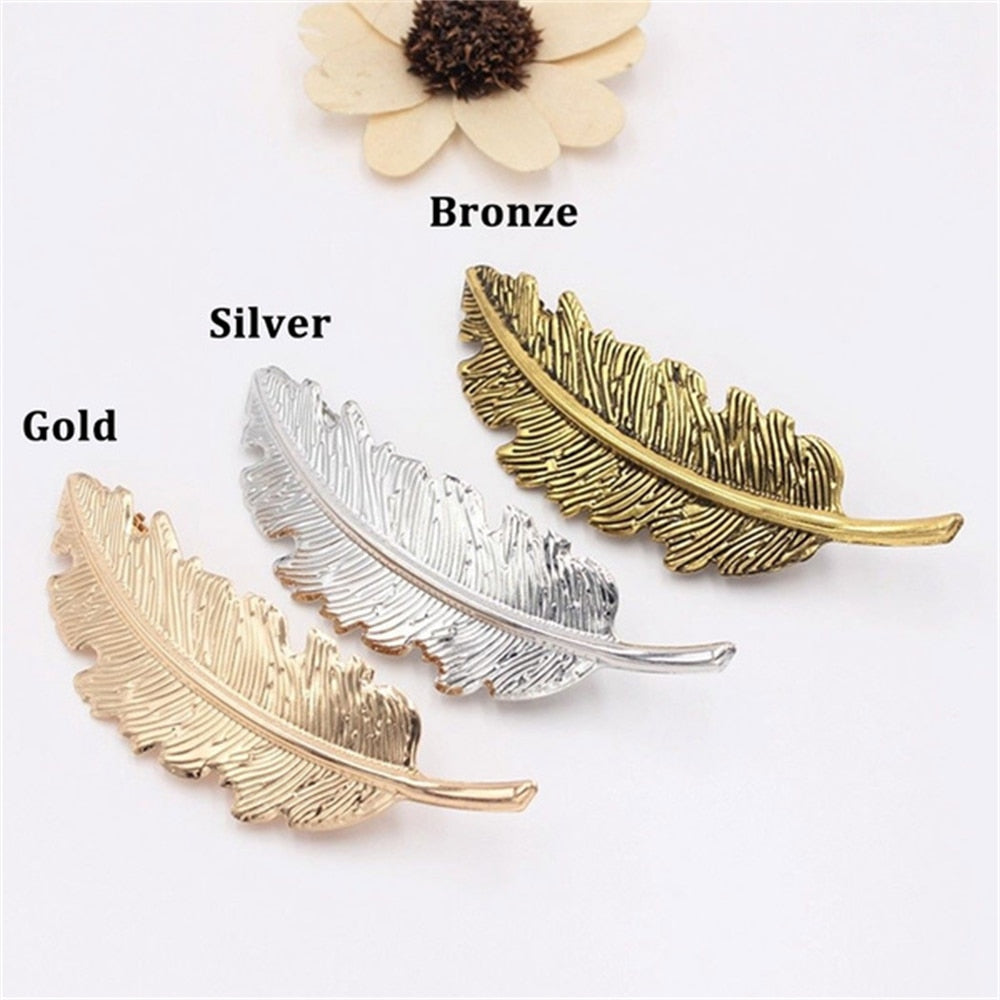 Vintage Feather Leaf Hair Clip