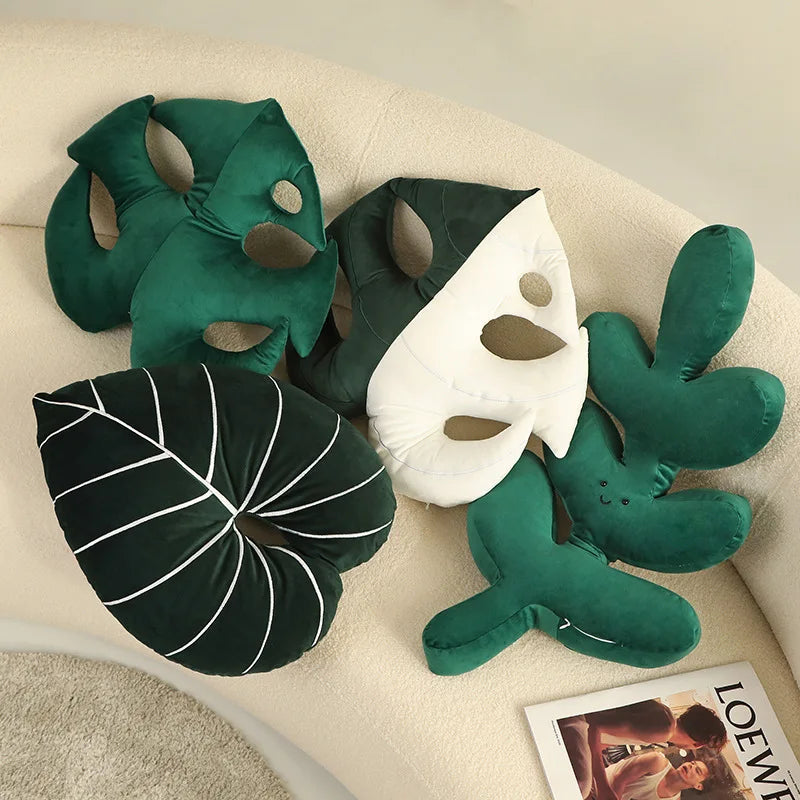 Green Leaf Plant Plushie Pillow