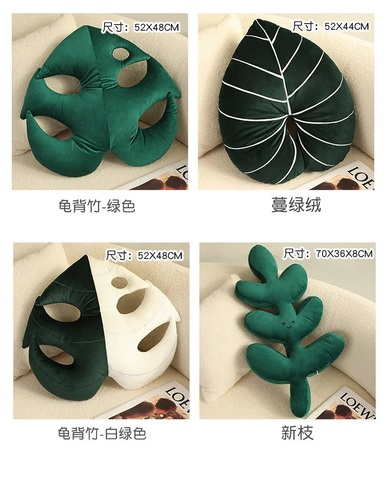 Green Leaf Plant Plushie Pillow