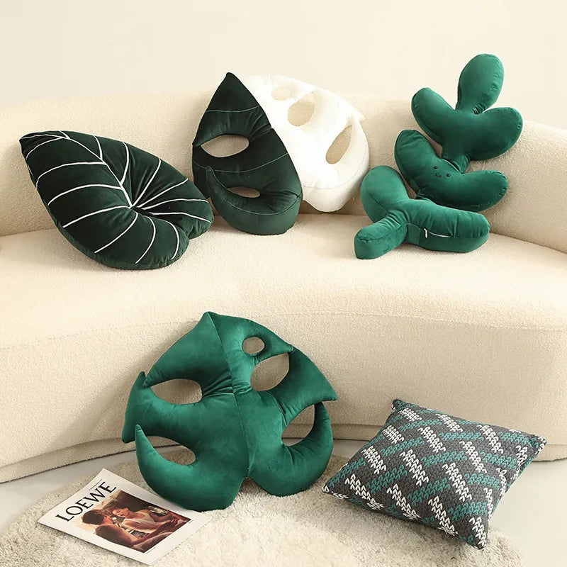 Green Leaf Plant Plushie Pillow