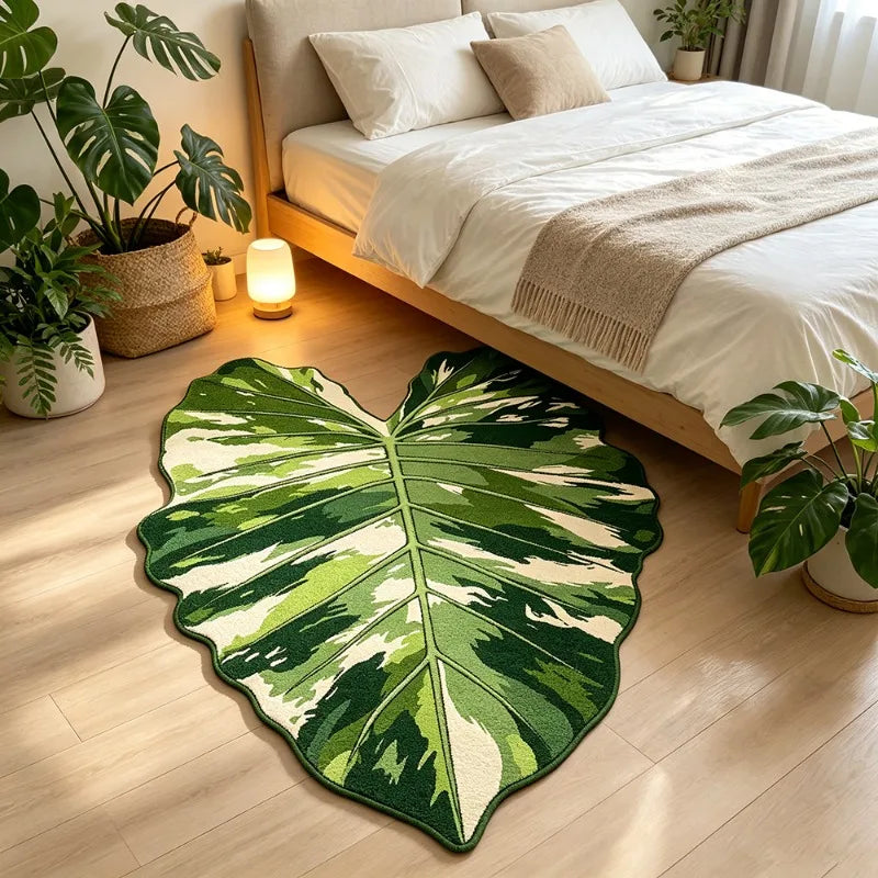 Variegated Monstera Leaf Rug