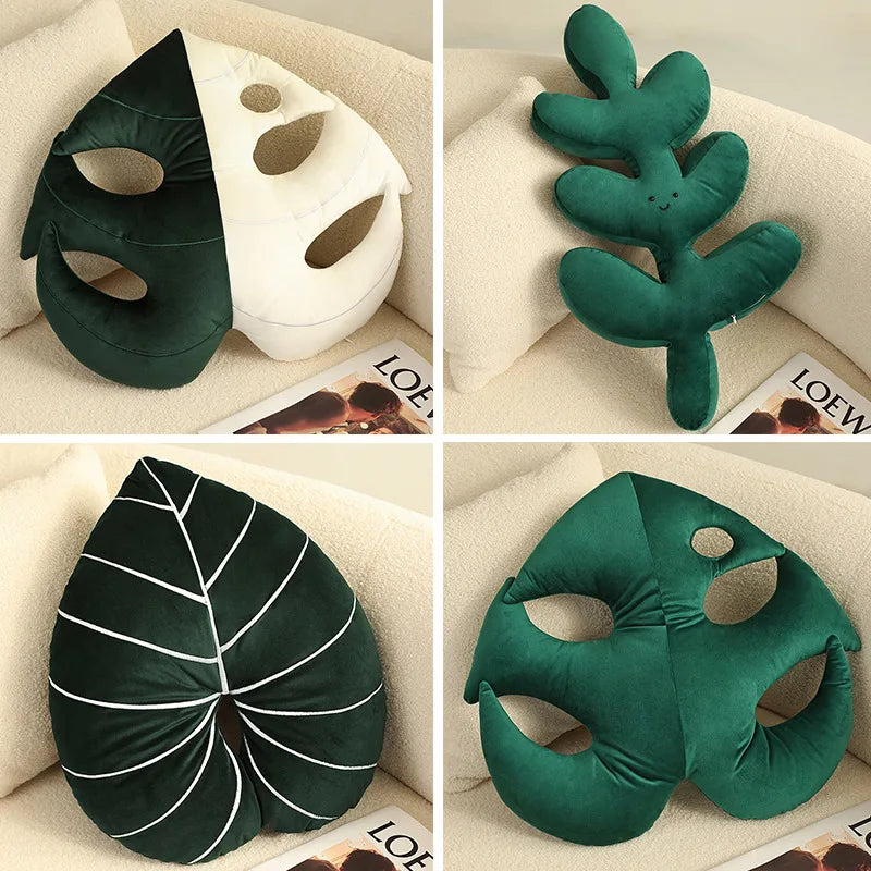 Green Leaf Plant Plushie Pillow