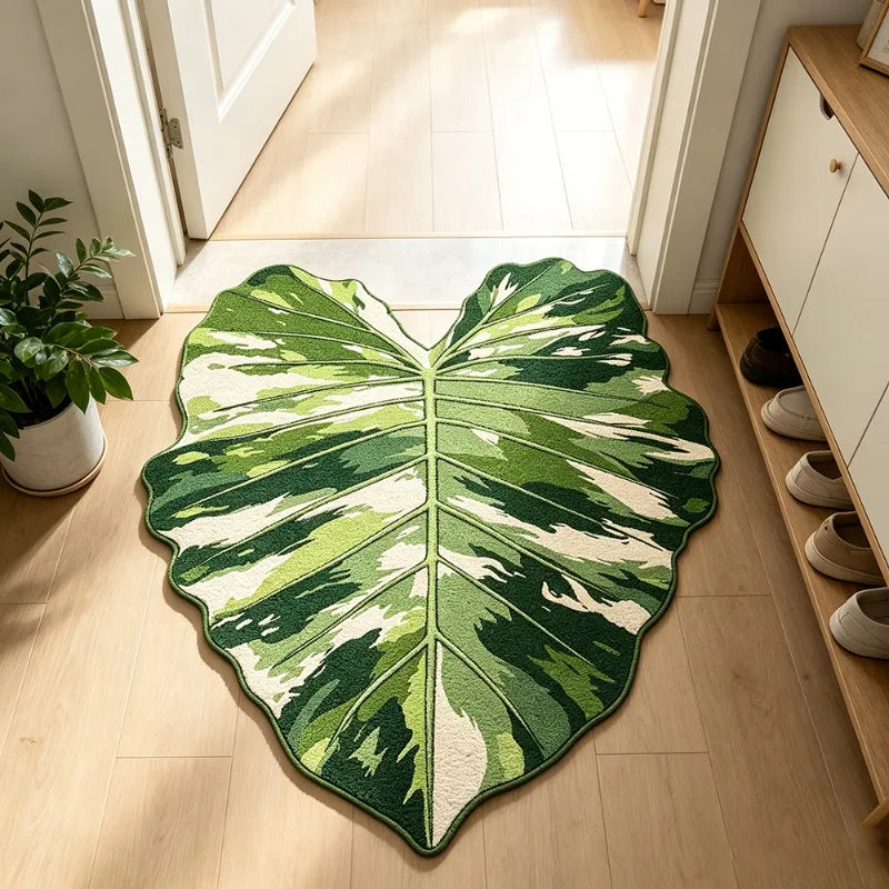 Variegated Monstera Leaf Rug