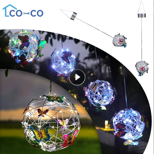 Solar Butterflies Round Ball Outdoor Lighting
