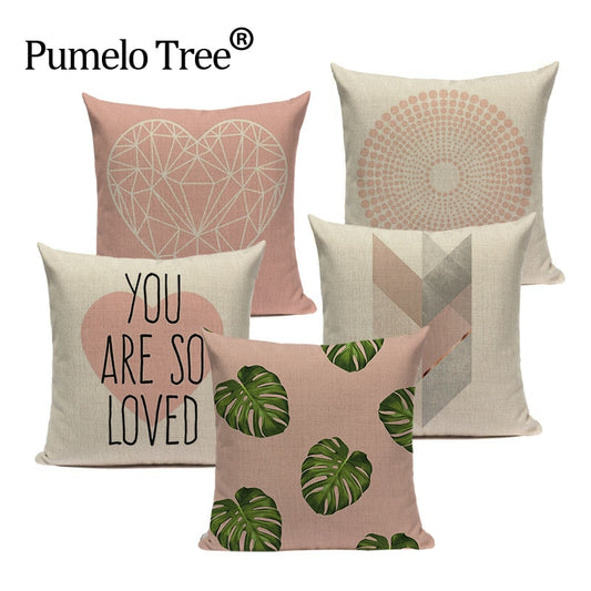 Pink Geometric Style Pillowcase