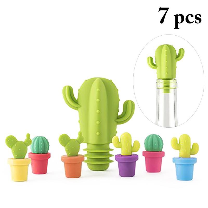 Silicone Cactus Wine Glass Marker Charms & Bottle Stopper