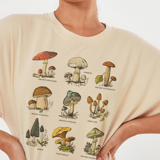 Vintage Fashion Mushroom Print T-Shirt