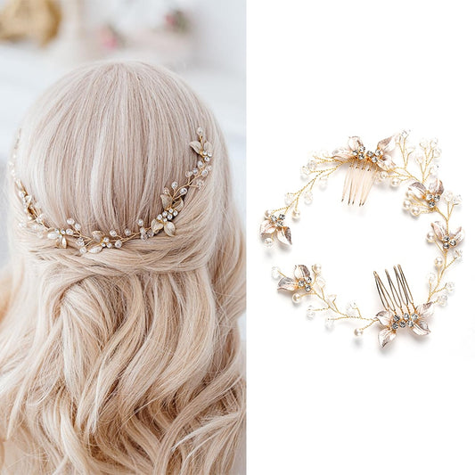 Pearl Leaf Comb Headband
