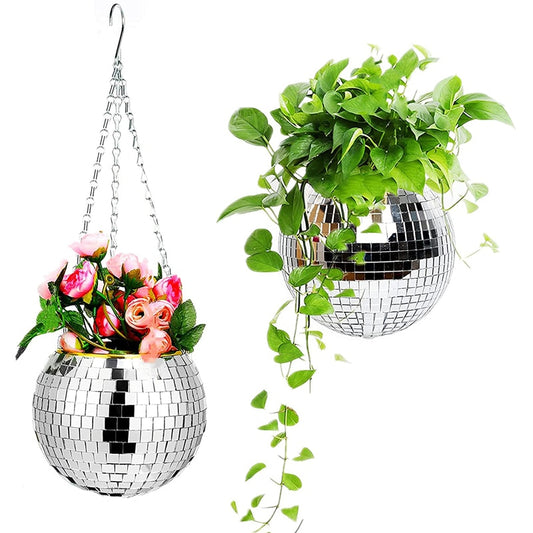 Disco Ball Hanging Plant Pots