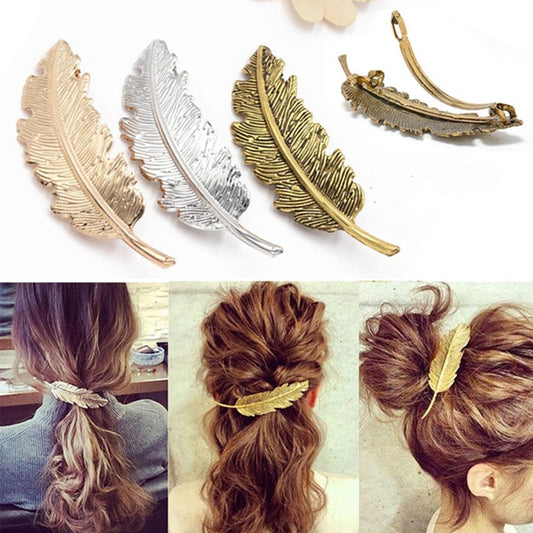 Vintage Feather Leaf Hair Clip